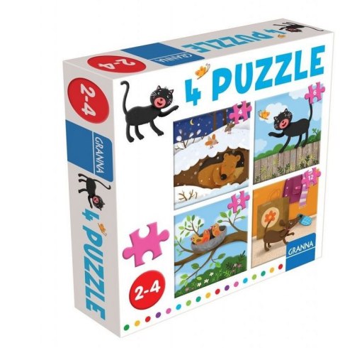 Puzzle z kotem 4 ,6,9,12 elementów