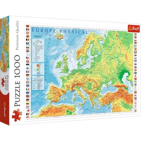 Puzzle 1000 elementów Mapa fizyczna Europy