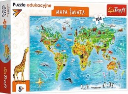 Puzzle 104 elementów Edukacyjne Mapa świata dla dzieci