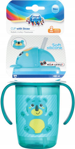 Kubek z rurką sil 400ml hello